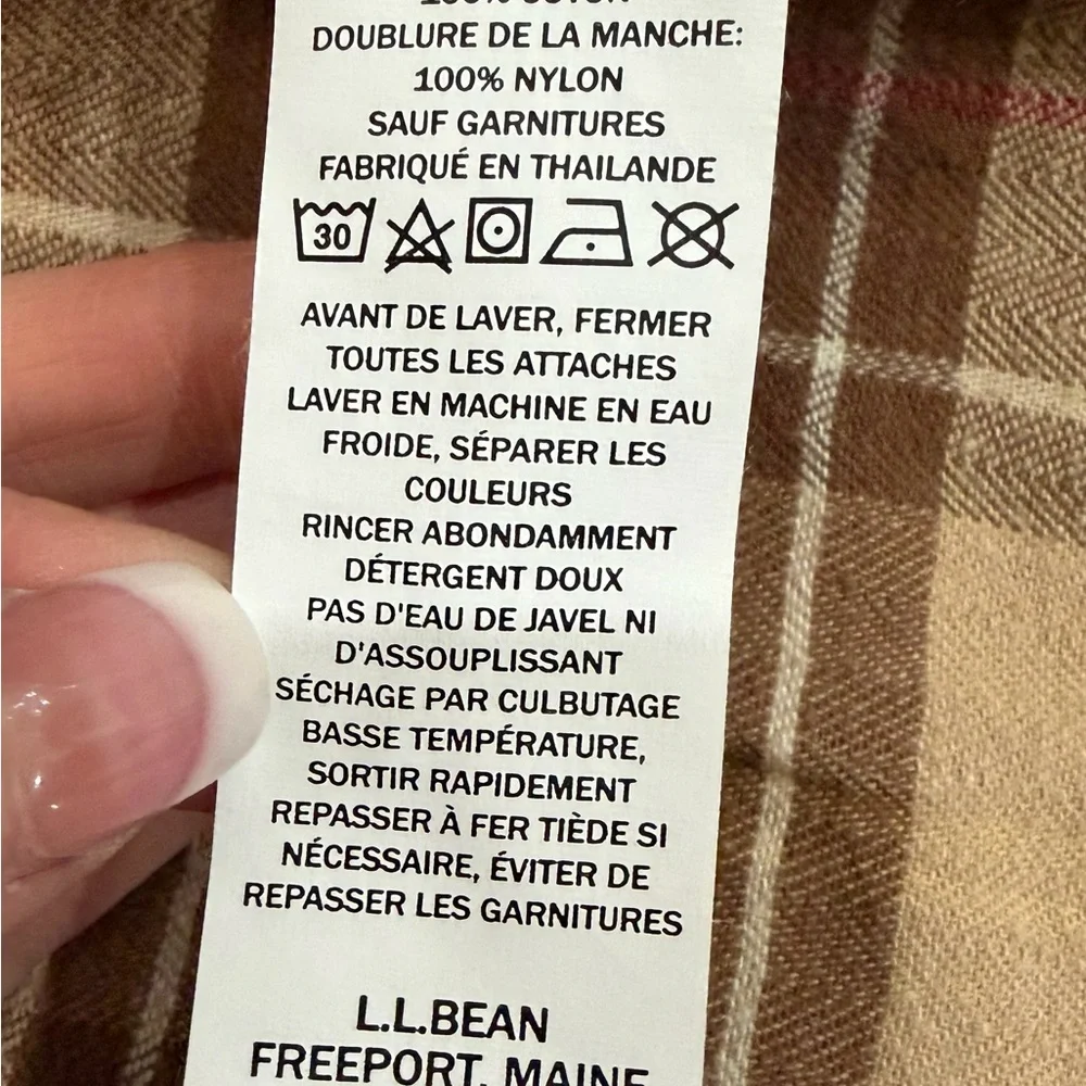 L.L. Bean Adirondack Barn Coat Flannel Lined Women’s Sz L Khaki Brown Rn71341 - Picture 11 of 11